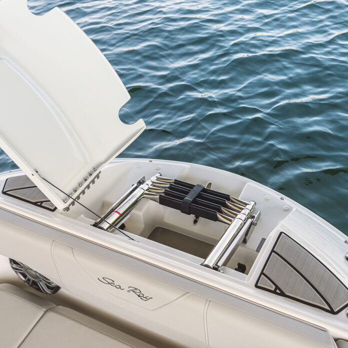 SDX 230 Outboard bow compartment with ladder