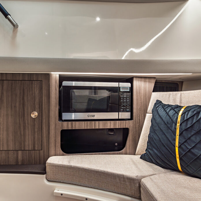 SLX 360 Outboard salon with microwave