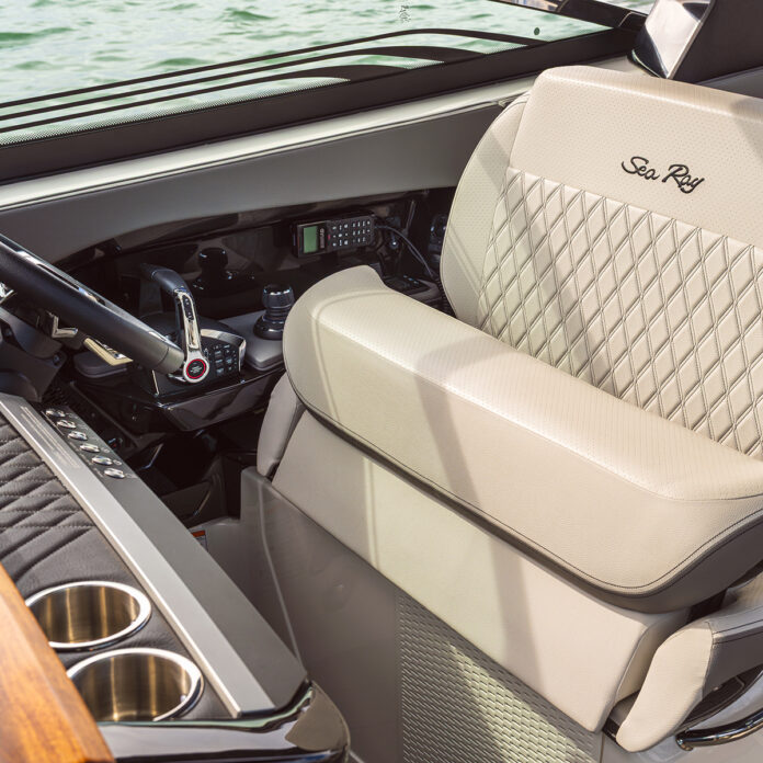 SLX 360 Outboard helm seat with bolster up